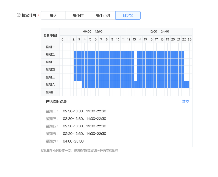 自定义时间设置和规则实际执行方式