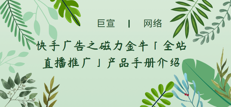 快手广告之磁力金牛「全站直播推广」产品手册介绍