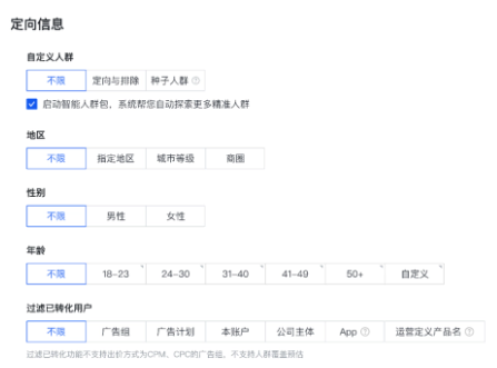 快手广告定向人群设置